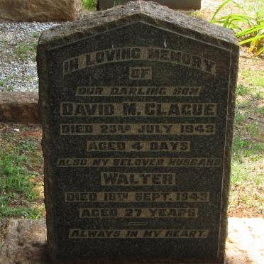 CLAGUE Walter -1943 :: CLAGUE David M. 1943-1943