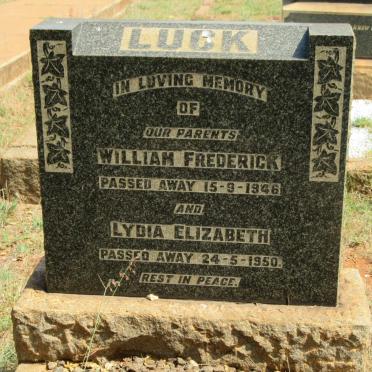 LUCK William Frederick -1946 &amp; Lydia Elizabeth -1950