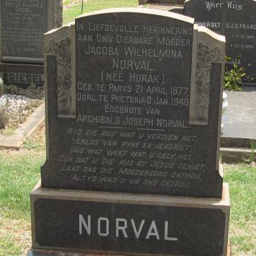 NORVAL Jacoba Wilhelmina nee HORAK 1877-1948