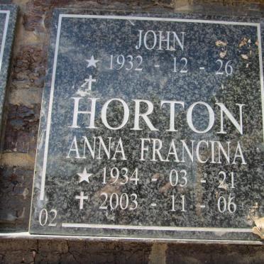 HORTON John 1932- &amp; Anna Francina 1934-2003