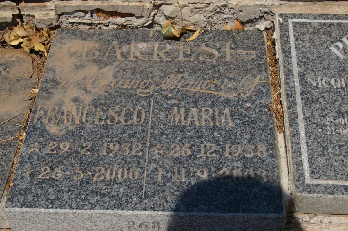 BARRESI Francesco 1932-2000 &amp; Maria 1938-2003