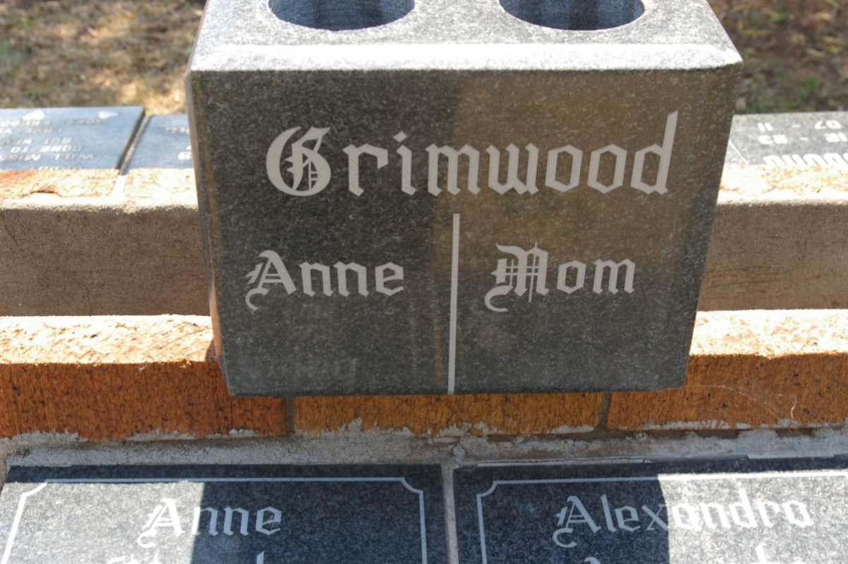 GRIMWOOD Alexandra Augusta 1905-1955 &amp; Anne Mandy 1931-1999