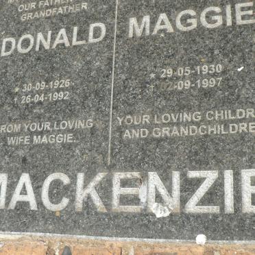 MACKENZIE Donald 1926-1992 &amp; Maggie 1930-1997