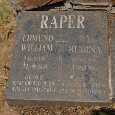 RAPER Edmund William 1913-2000 &amp; Ivy Rubina 191?-2008