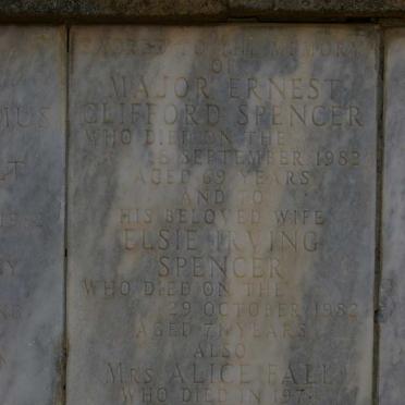 SPENCER Ernest Clifford -1982 &amp; Elsie Irving -1982 :: FALL Alice -1974