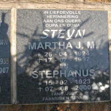 STEYN Stephanus 1923-2000 &amp; Martha J.M. 1924-1997