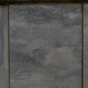 WALT Phylis, van der 1916-1988