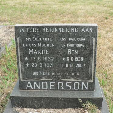 ANDERSON Ben 1930-2007 &amp; Martie 1932-1971