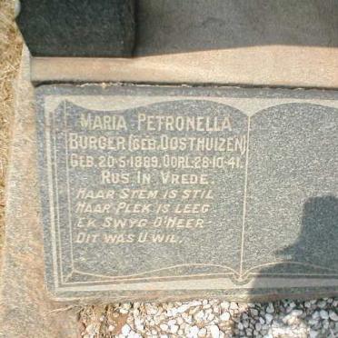 BURGER Maria Petronella nee OOSTHUIZEN 1889-1941
