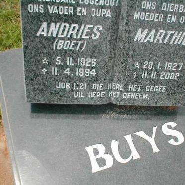 BUYS Andries 1926-1994 &amp; Marthie 1927-2002