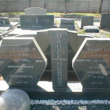 BADENHORST Theunis Louis 1903-1970 &amp; Aletta Elizabeth 1908-1990