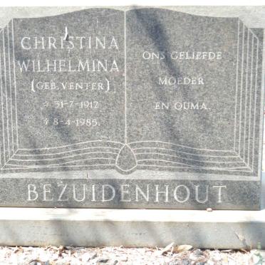 BEZUIDENHOUT Christina Wilhelmina nee VENTER 1912-1985