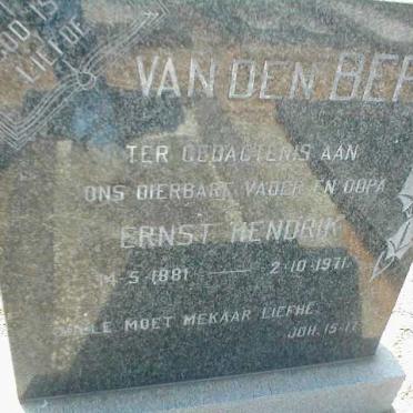 BERG Ernest Hendrik, van den 1881-1971