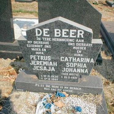 BEER Petrus Jeremiah Jesaja, de 1930-1997 &amp; Catharina Sophia Johanna BRITS 1921-