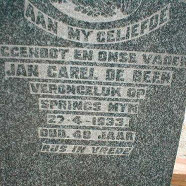 BEER Jan Carel, de  -1933
