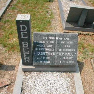 BEER Stephanus A., de 1907-1993 &amp; Elizabeth M.C. 1919-1985