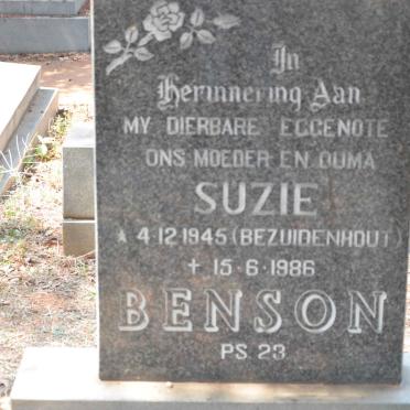 BENSON Suzie nee BEZUIDENHOUT 1945-1986