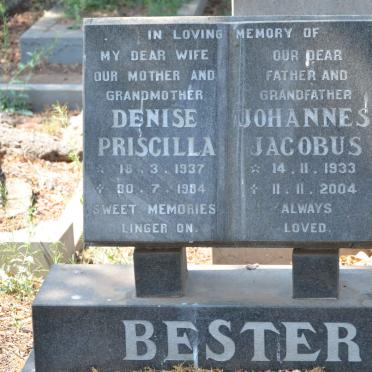 BESTER Johannes Jacobus 1933-2004 &amp; Denise Priscilla 1937-1984