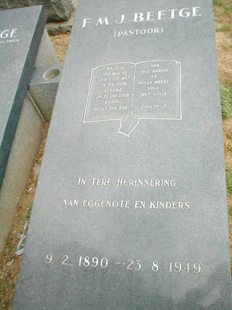 BEETGE F.M.J. 1890-1949