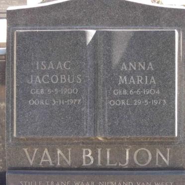 BILJON Isaac Jacobus, van 1900-1977 &amp; Anna Maria 1904-1973
