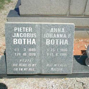 BOTHA Pieter Jacobus 1889-1978 &amp; Anna Johanna F. 1896-1986