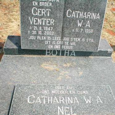 BOTHA Gert Venter 1947-2002 &amp; Catharina W.A. NEL 1950-