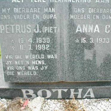 BOTHA Petrus J. 1930-1992 &amp; Anna C. 1933-