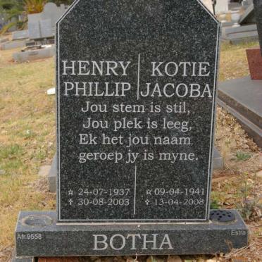 BOTHA Henry Phillip 1937-2003 &amp; Kotie Jacoba 1941-2008