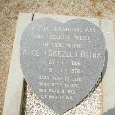BOTHA Alice nee GRIEZEL 1886-1976