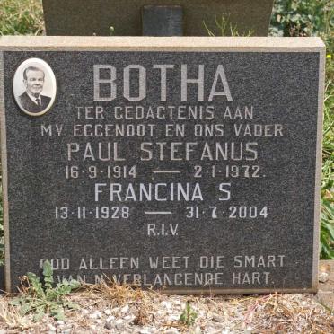 BOTHA Paul Stefanus 1914-1972 &amp; Francina S. 1928-2004