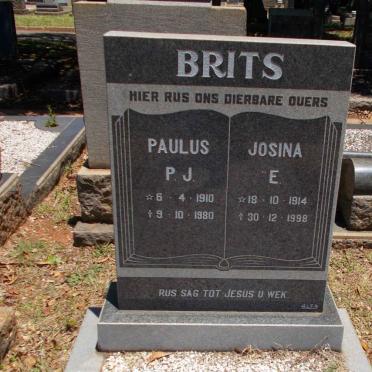 BRITS Paulus P.J. 1910-1980 &amp; Josina E. 1914-1998