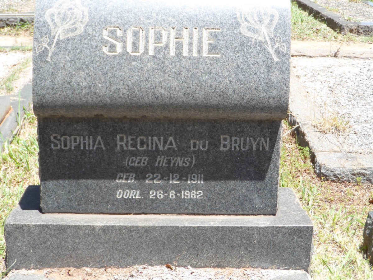 BRUYN Sophia Regina, du nee HEYNS 1911-1962