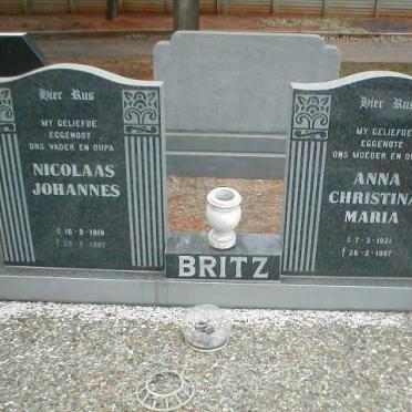 BRITZ Nicolaas Johannes1918-1997 &amp; Anna Christina Maria 1921-1987