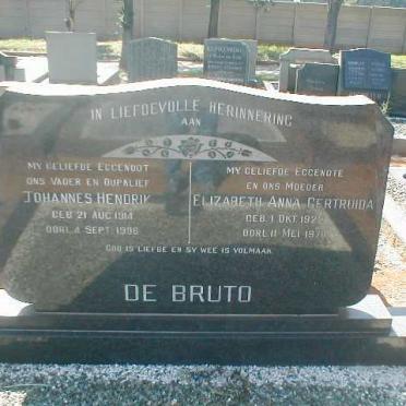 BRUTO Johannes Hendrik, de 1914-1996  &amp; Elizabeth Anna Gertruida 1922-1970