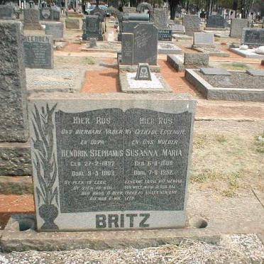 BRITZ Hendrik Stephanus 1892-1963 &amp; Susanna Maria 1888-1952
