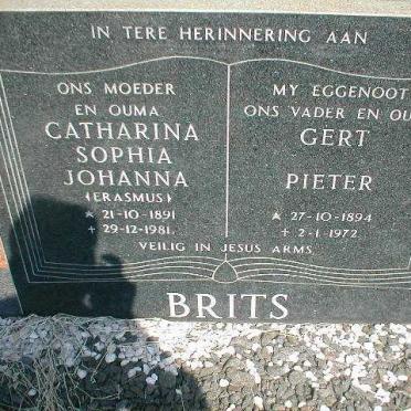 BRITS Gert Pieter 1894-1972 &amp; Catharina Sophia Johanna ERASMUS 1891-1981