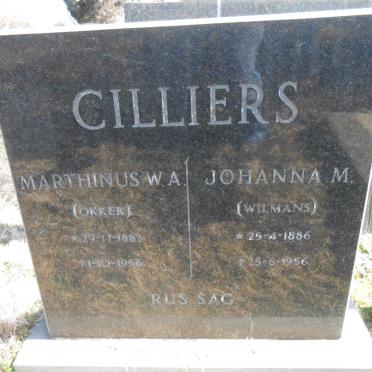 CILLIERS Marthinus W.A 1883-1956 &amp; Johanna M. WILMANS 1886-1956 :: CILLIERS M.W.A. -1946