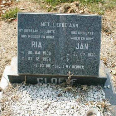 CLOETE Jan 1930- &amp; Ria 1936-1996