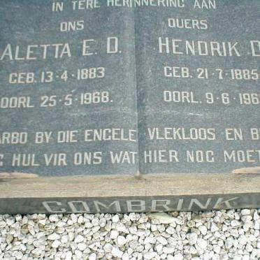 COMBRINK Hendrik D. 1885-1966 &amp; Aletta E.D.1883-1968