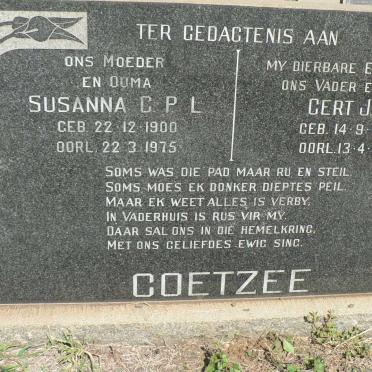 COETZEE Gert J.E. 1892-1966 &amp; Susanna C.P.L. 1900-1975