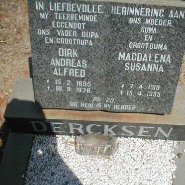 DERCKSEN Dirk Andreas Alfred 1895-1978 &amp; Magdalena Susanna 1918-1999