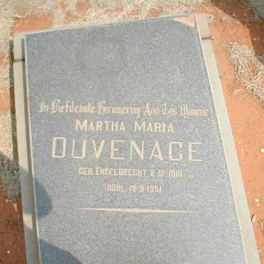 DUVENAGE Martha Maria nee ENGELBRECHT 1910-1951