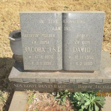 DUVENHAGE Jacoba J.S.E. 1926-1990 :: JACOBZ David 1950-1990