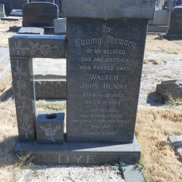 DYE Walter John Henry 1903-1962