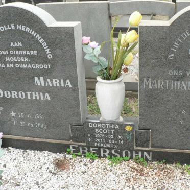 EBERSOHN Marthinus Hendrik 1926-1980 &amp; Maria Dorothea 1931-2009 :: SCOTT Dorothea 1975-2011