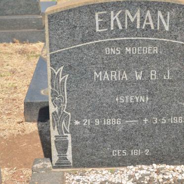 EKMAN Maria W.B.J. nee STEYN 1886-1969