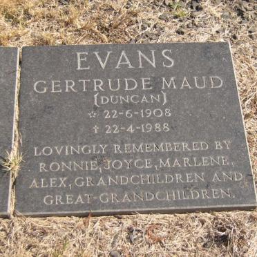 EVANS Gertrude Maud nee DUNCAN 1908-1988