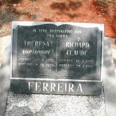 FERREIRA Richard Claude 1927-1997 &amp; Theresa NORTHMORE 192?-1986