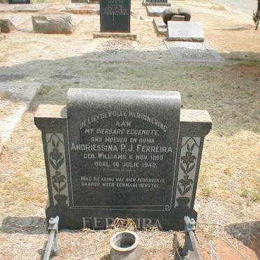 FERREIRA Andriessina P.J. nee WILLIAMS 1889-1942