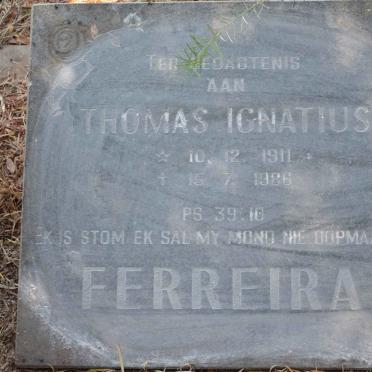 FERREIRA Thomas Ignatius 1911-1986